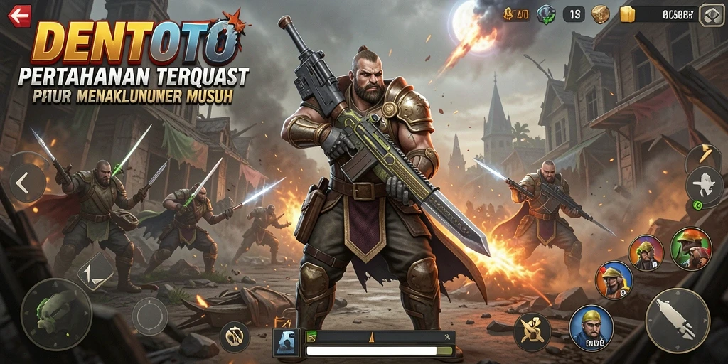 Screenshot DENTOTO menampilkan taktik pertahanan dalam game Tower Defense.