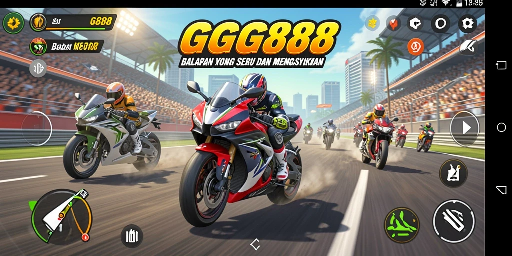 Tampilan gameplay GGG888 yang penuh aksi dan kecepatan tinggi.