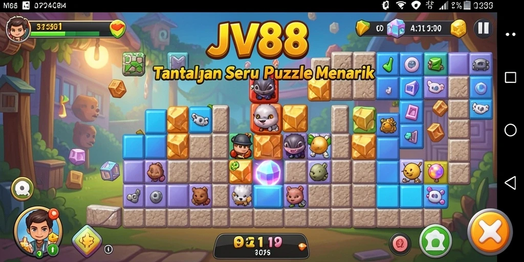 Tampilan gameplay JV88 menampilkan teka-teki yang penuh warna dan menarik.
