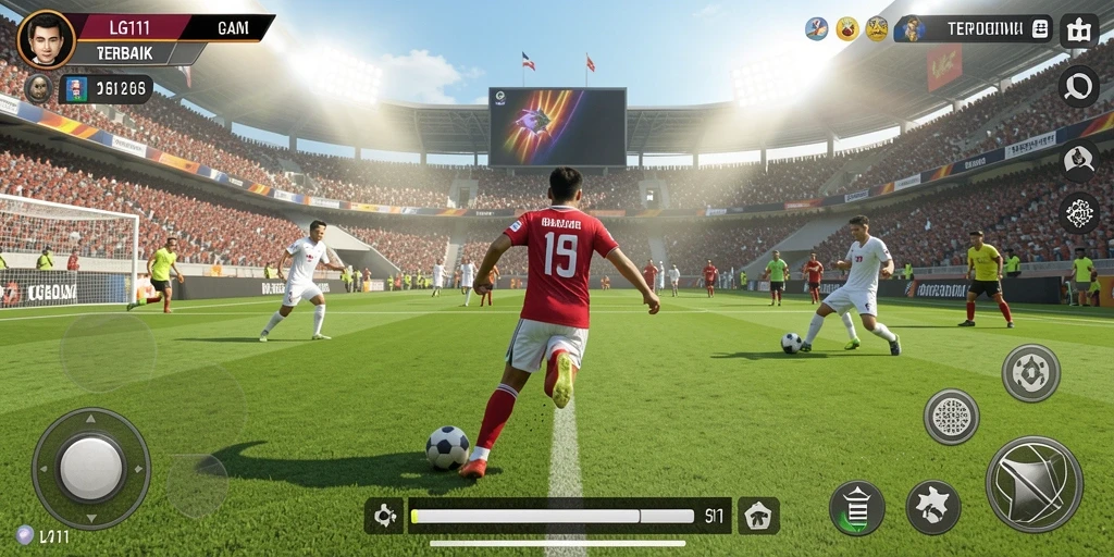 Screenshot gameplay LG111 menampilkan aksi olahraga yang seru dan kompetitif.