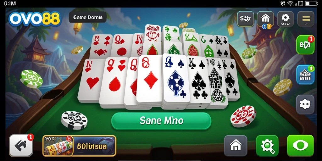 Tampilan gameplay seru OVO88 dalam permainan Domino.