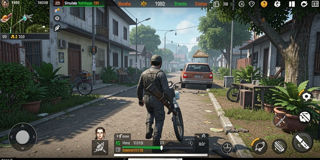 Tampilan gameplay V98 menampilkan interaksi karakter dan pembangunan dunia.