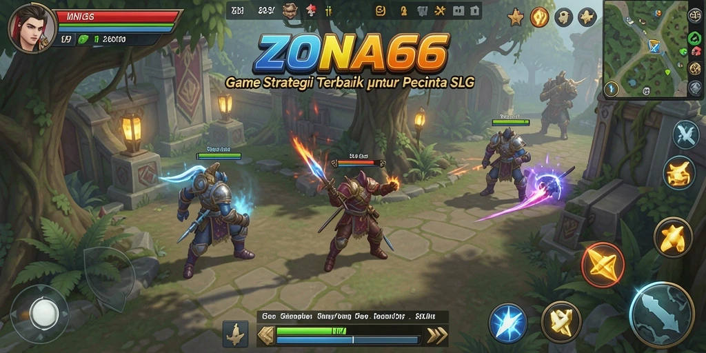 Tangkapan layar menunjukkan aksi strategi mendalam di ZONA66.